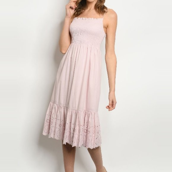 Dresses & Skirts - Cotton Eyelet Detail Sleeveless Smocked Sundress Dress